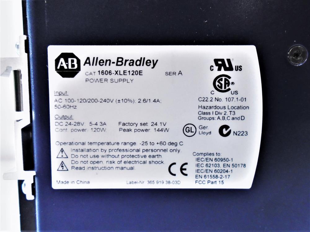 Allen Bradley 24V Essential Power Supply Model 1606-XLE 120W